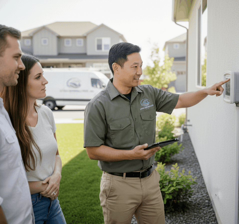 professional team installing drip line irrigation in utah