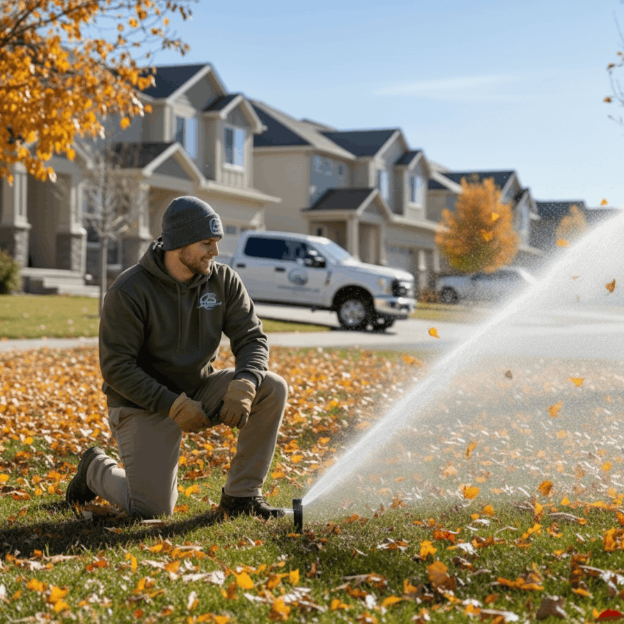 professional sprinkler blow out at a client in utah